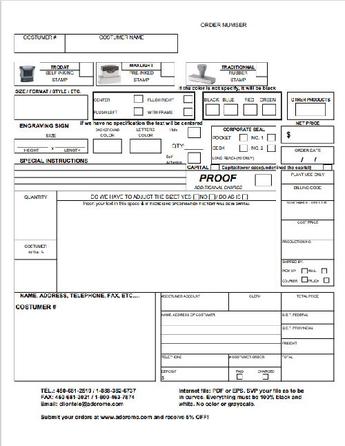 Derome Order Forms